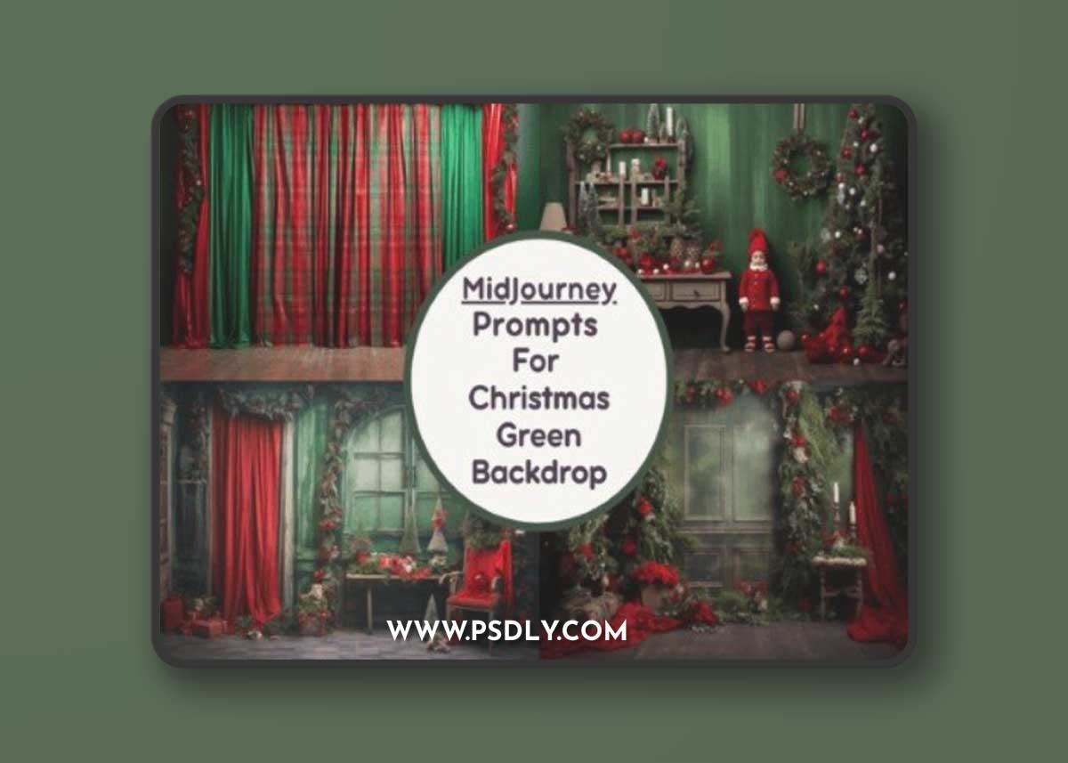 Christmas Green Digital Backdrop