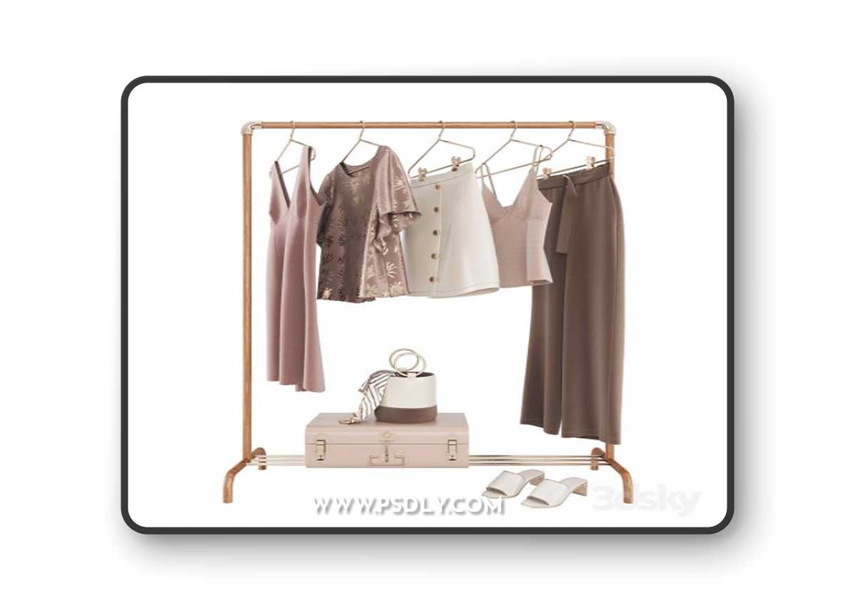 Elegant Woman Clothes Set 04 3D Model