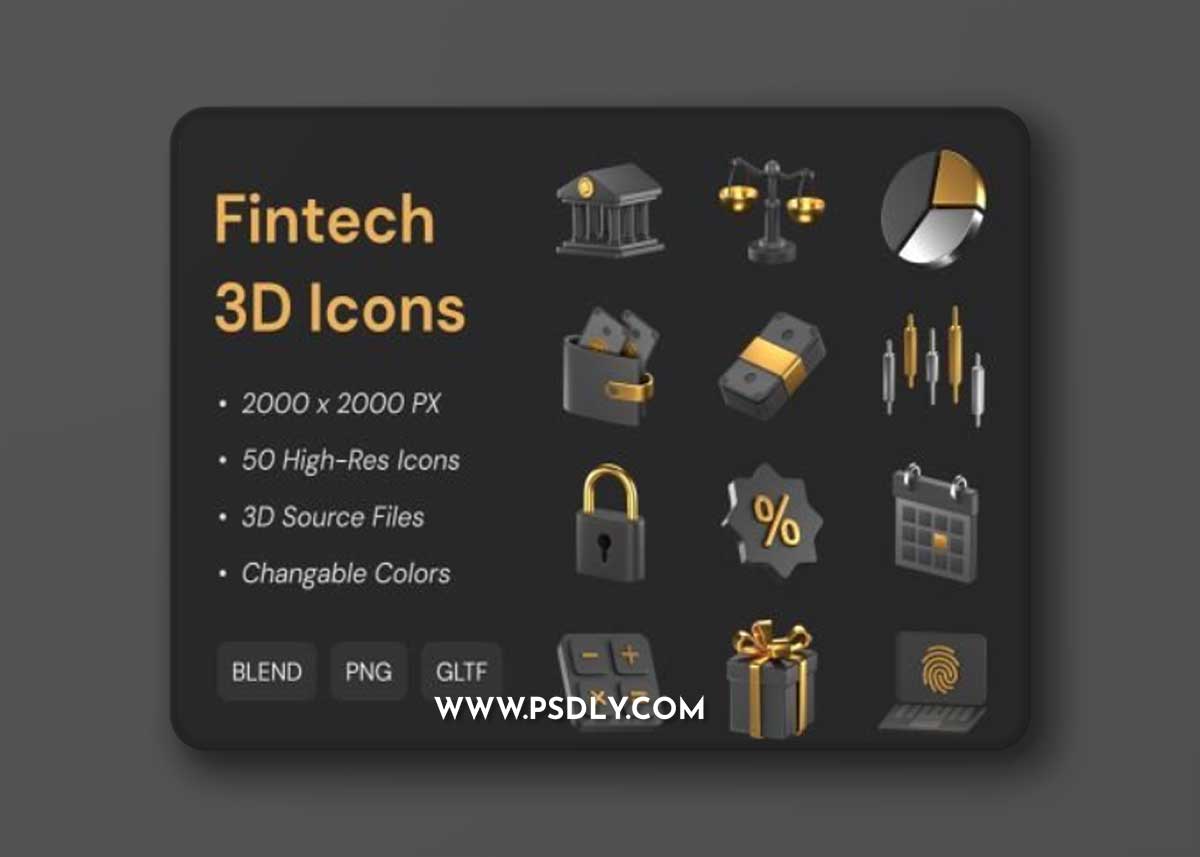 Fintech 3D Icons Ui8.net
