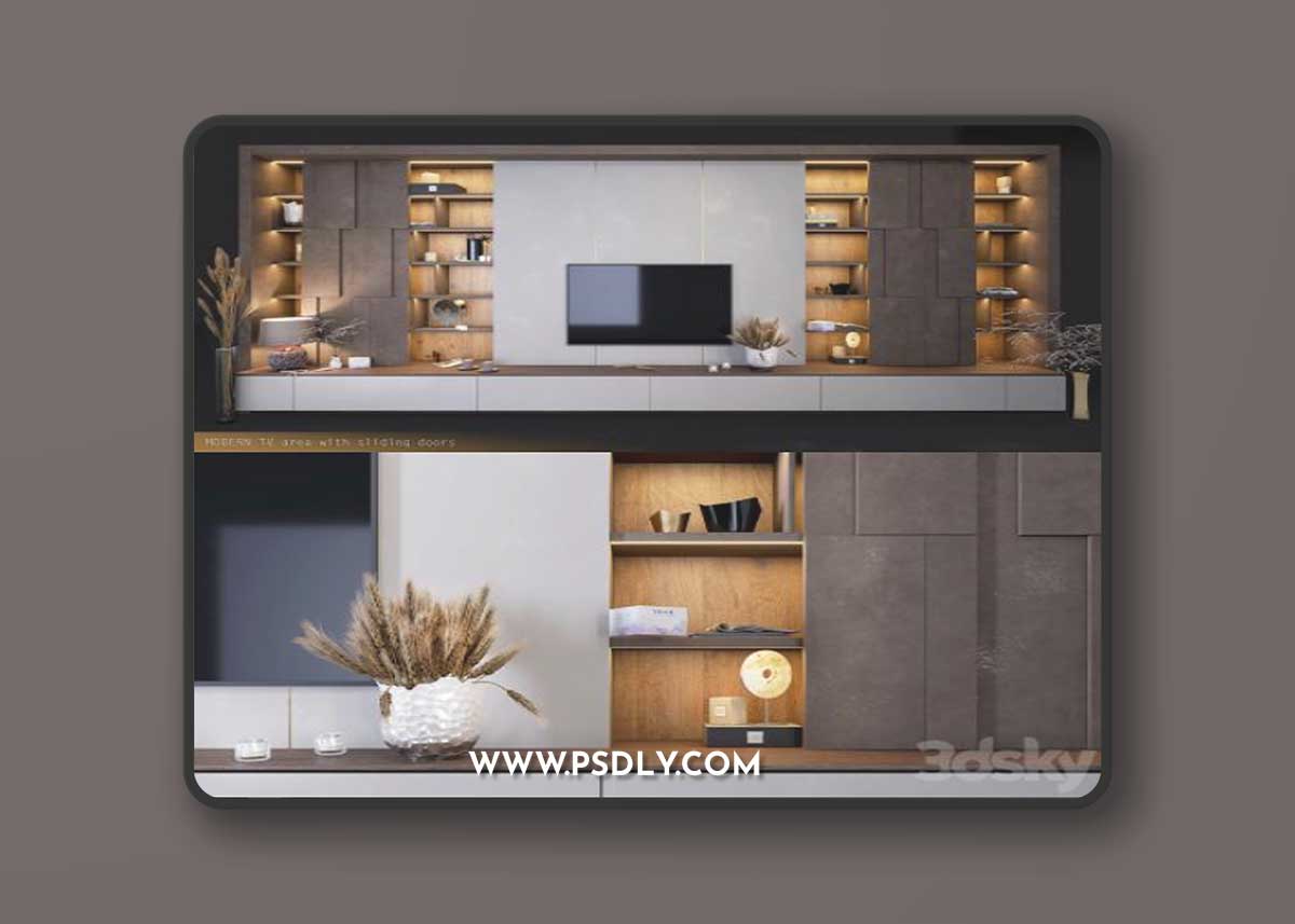 Furniture for TV zones with decor 3D Model