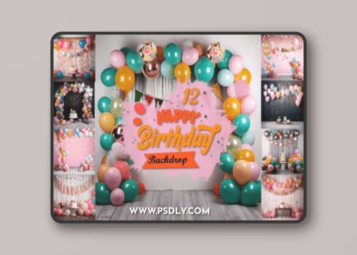 Happy Birthday Digital Backdrop Bundle