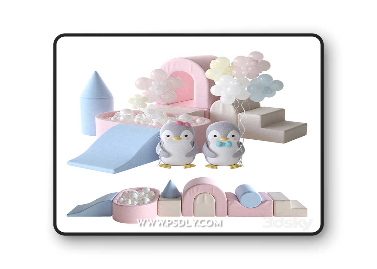 KIDKII Lux Foam Play Set with Ball Pit for kids and cute little penguins