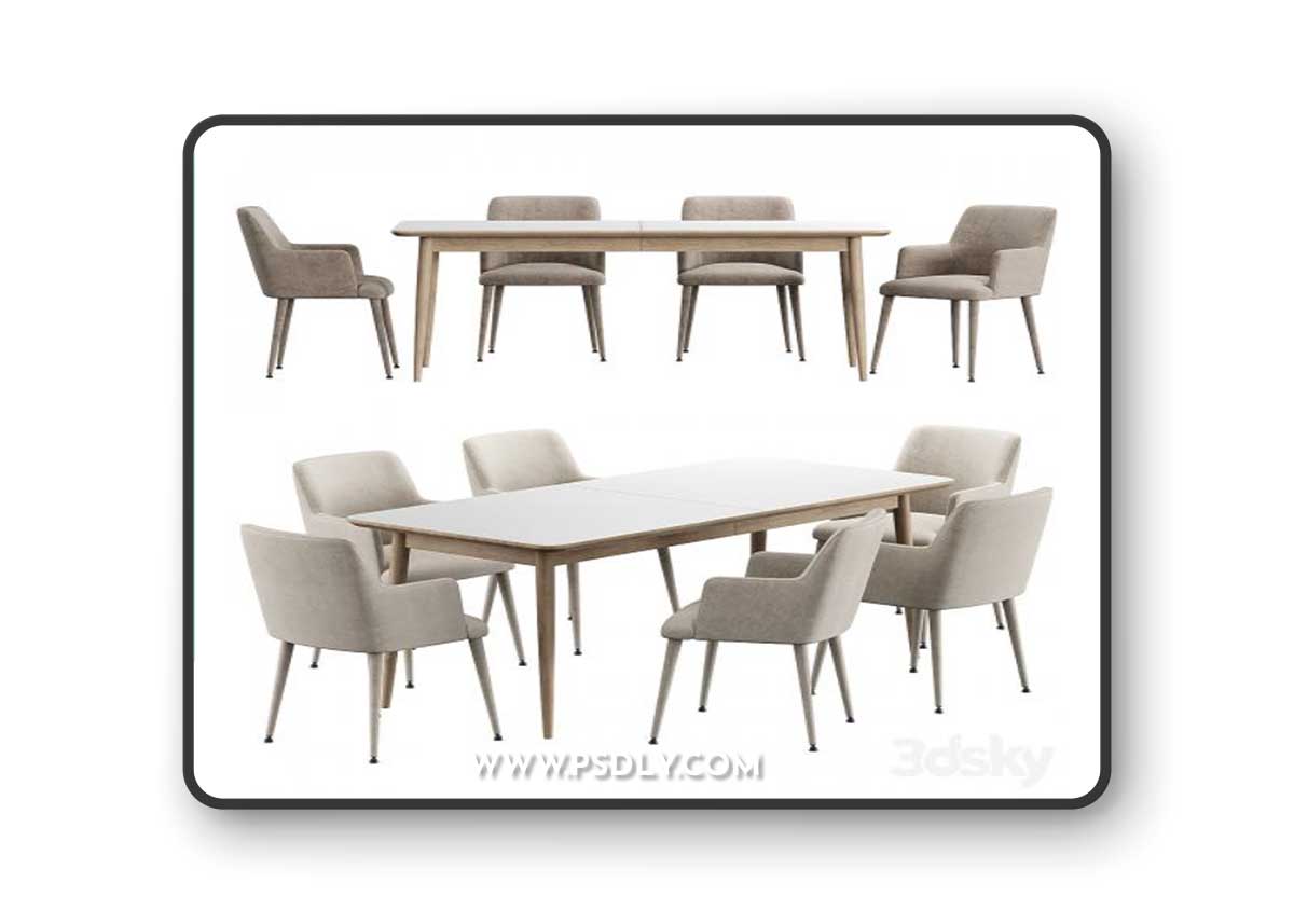 Kemo Konyshev Chair Tate Walnut Extendable Midcentury Dining Table