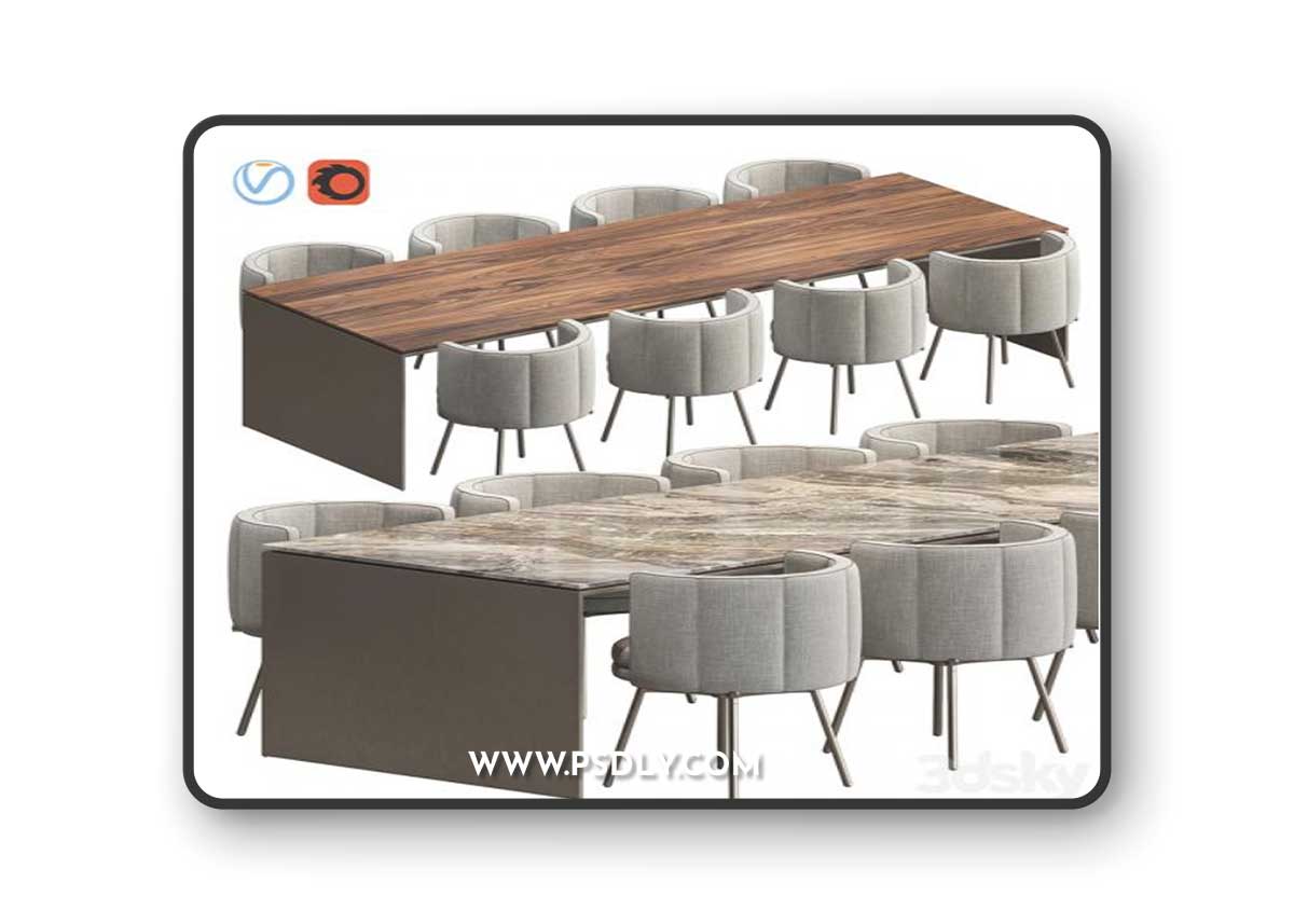 LINHA TABLE AND TORII DINING ARMCHAIR MINOTTI