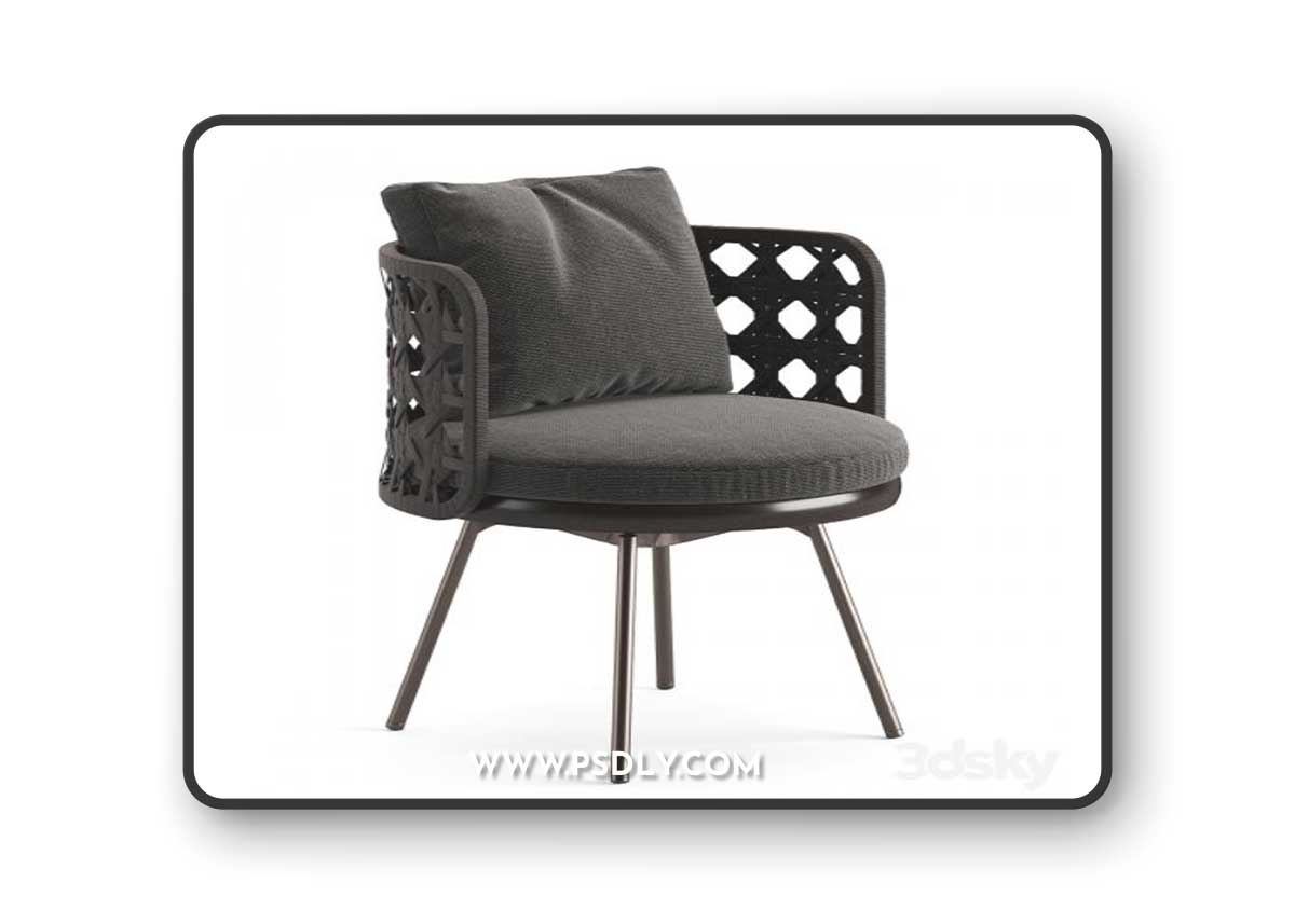 Minotti Torii Nest Dining Little Armchair 3D Model