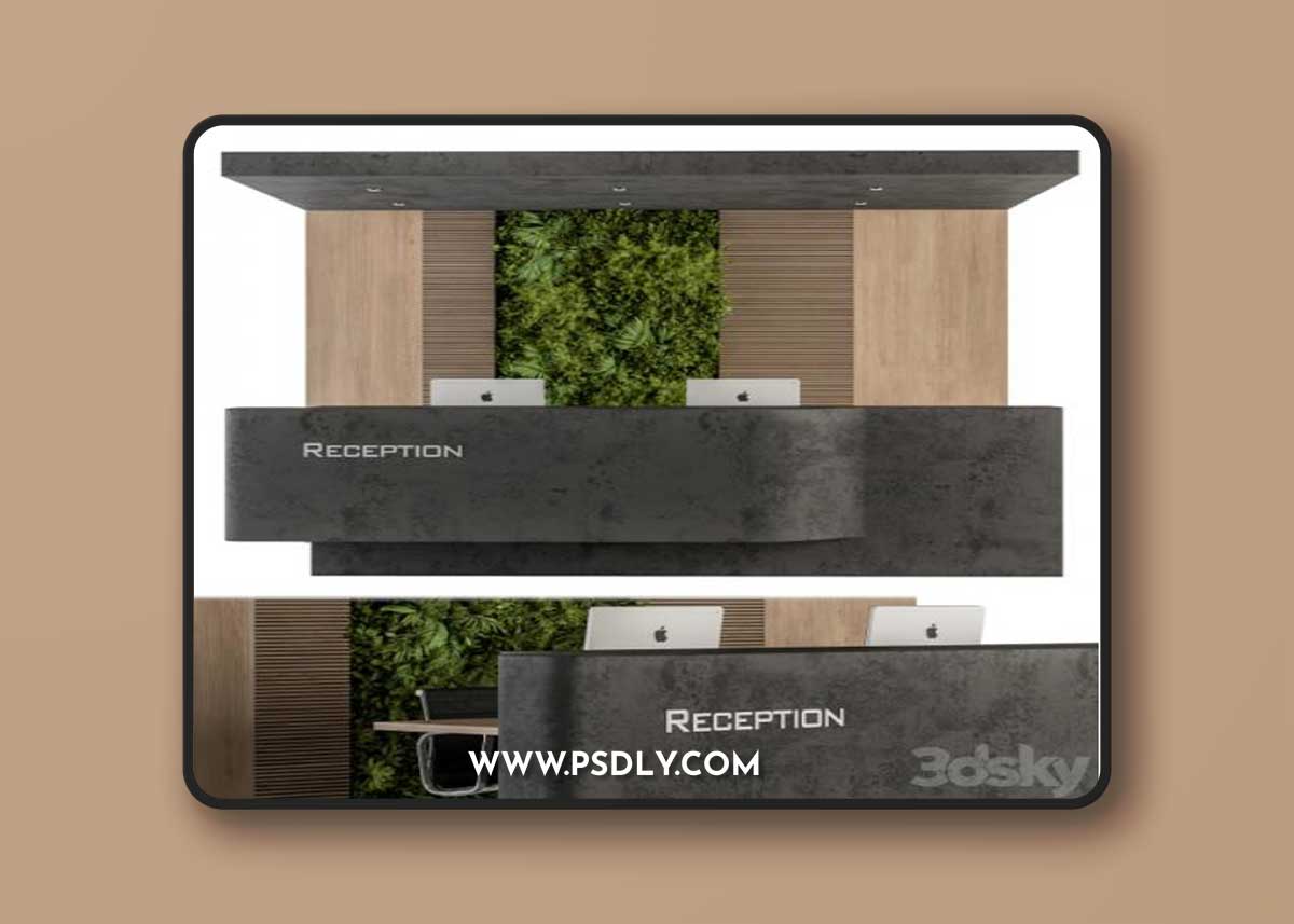 Reception Desk and Wall Decoration - Set 07