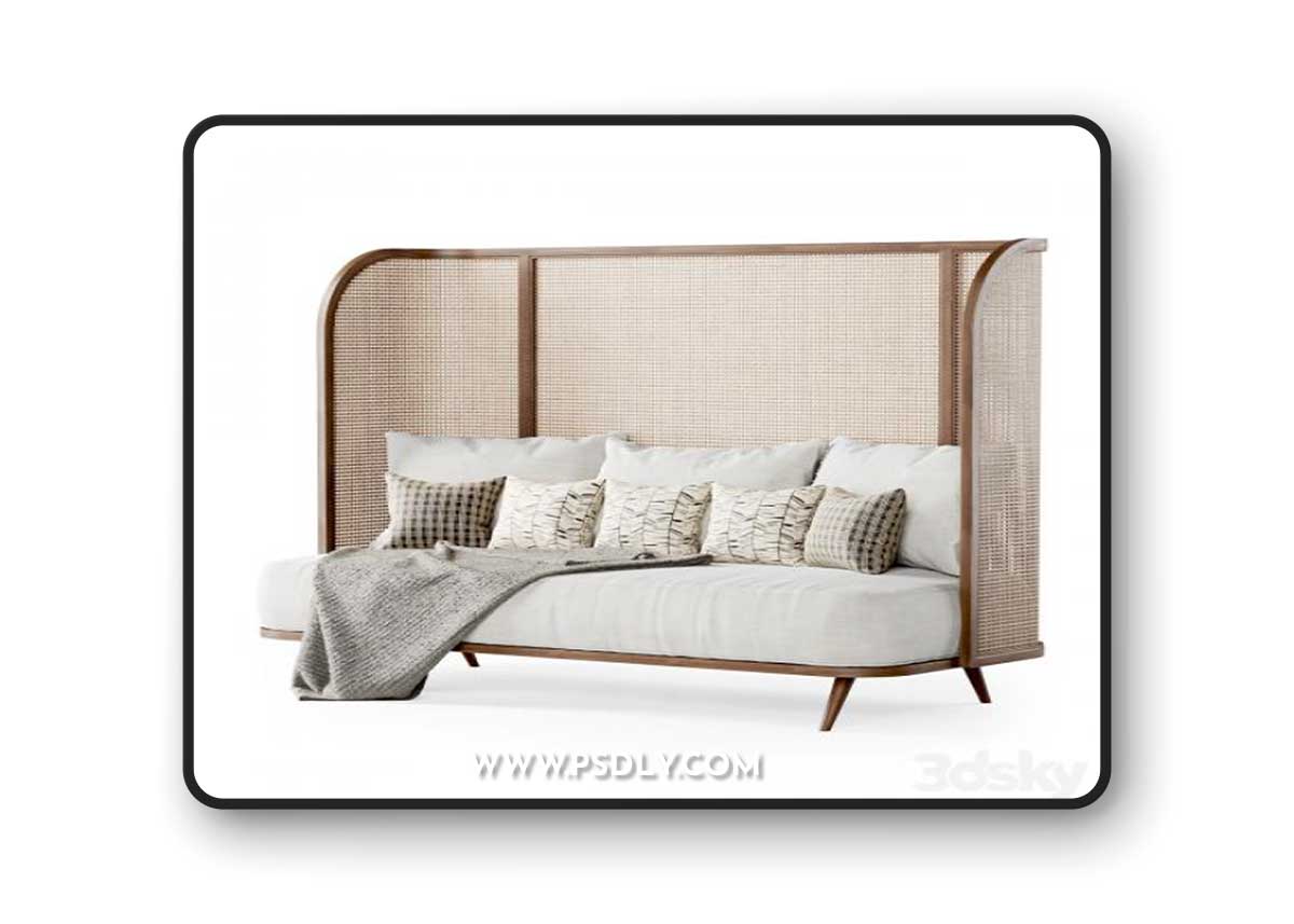 Three-seater garden sofa CV33 High back Triple rattan sofa