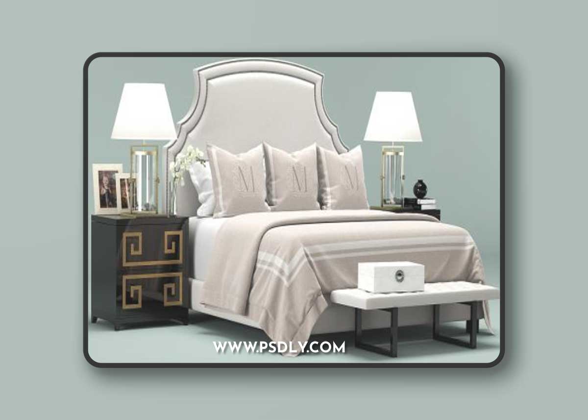 Upholstered White Headboard Bed