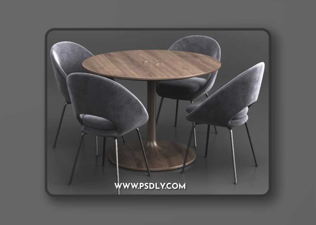West Elm Dinning Set 8 3D Model