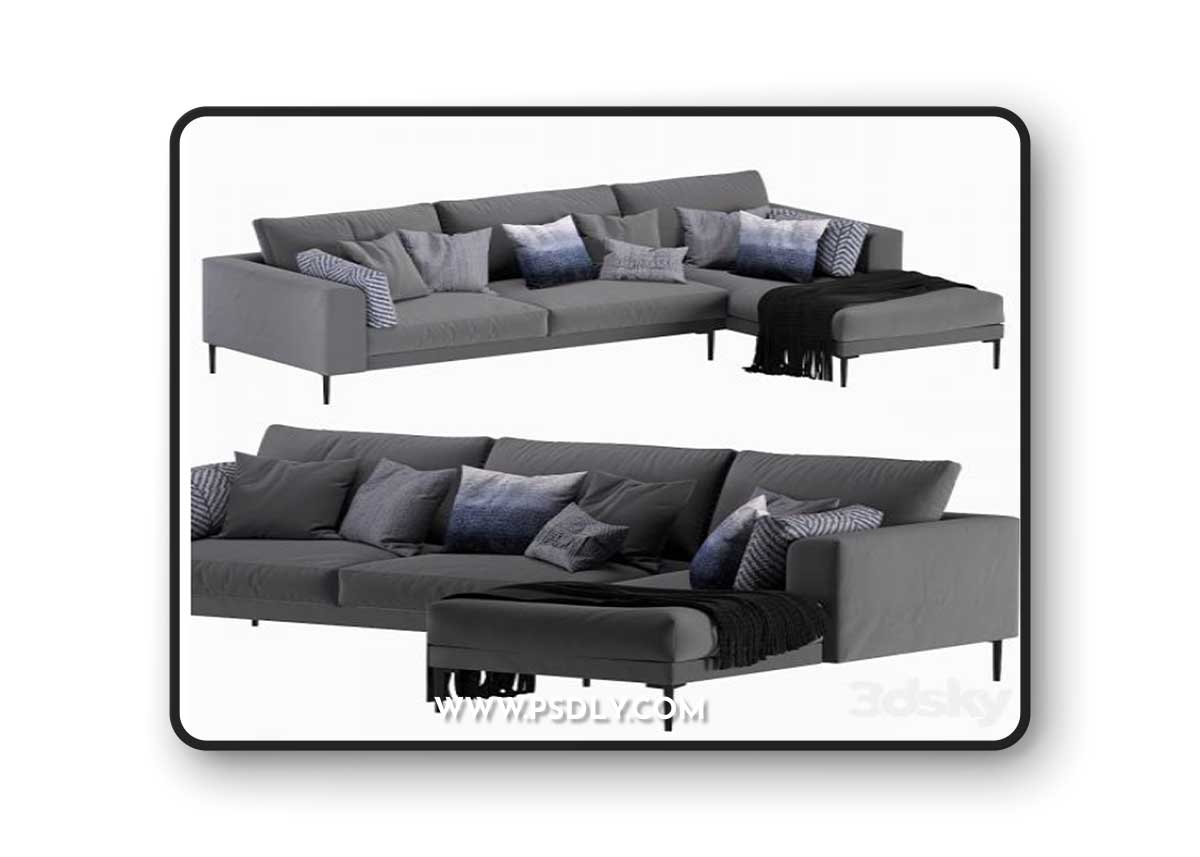 West Elm Harper Terminal Chaise 3D Model