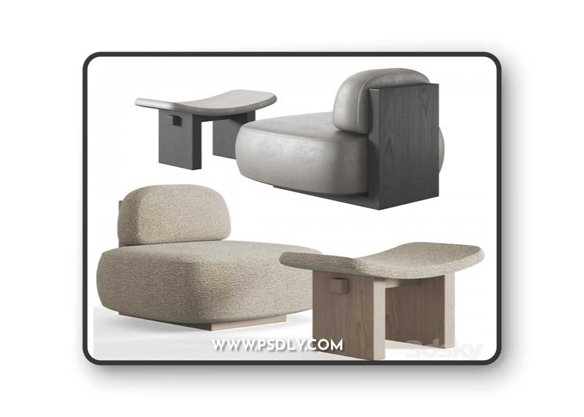 Yoshida Chair + Nara Stool by Secolo