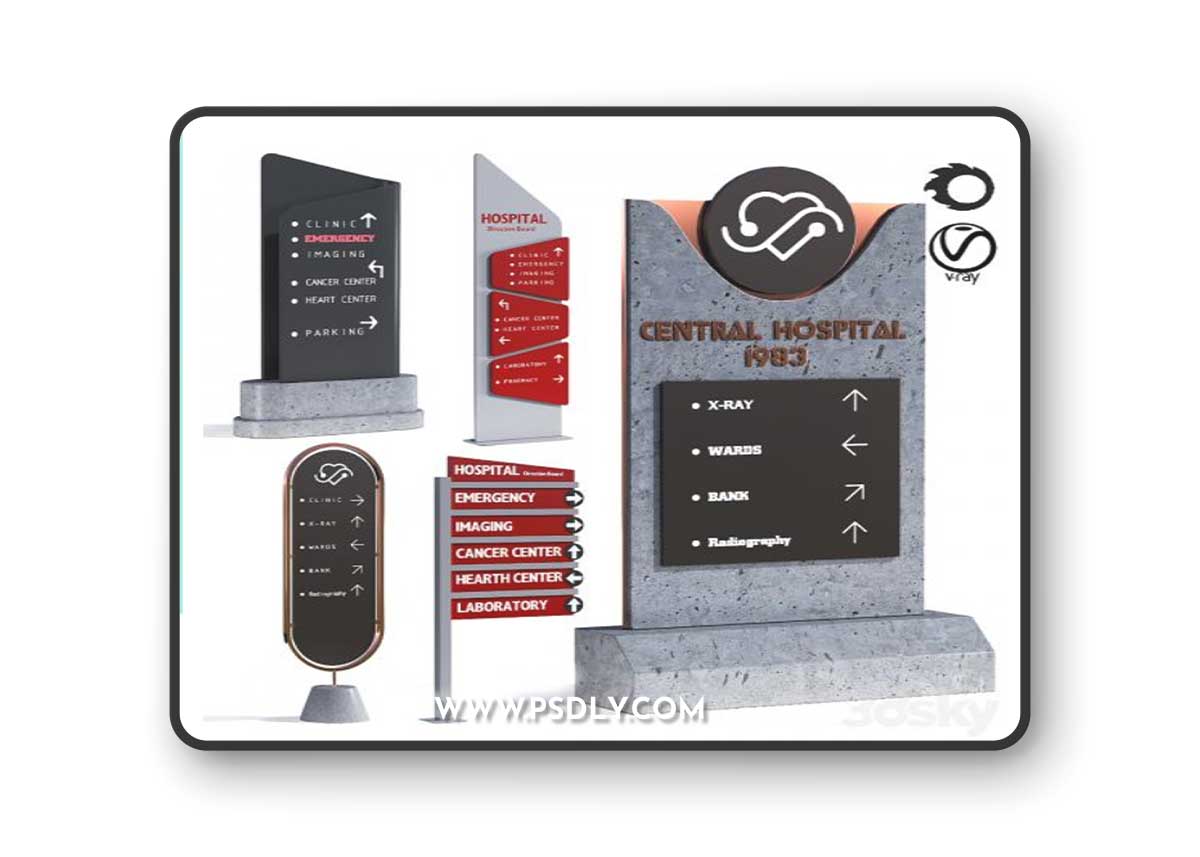 3d model of hospital information board for exterior