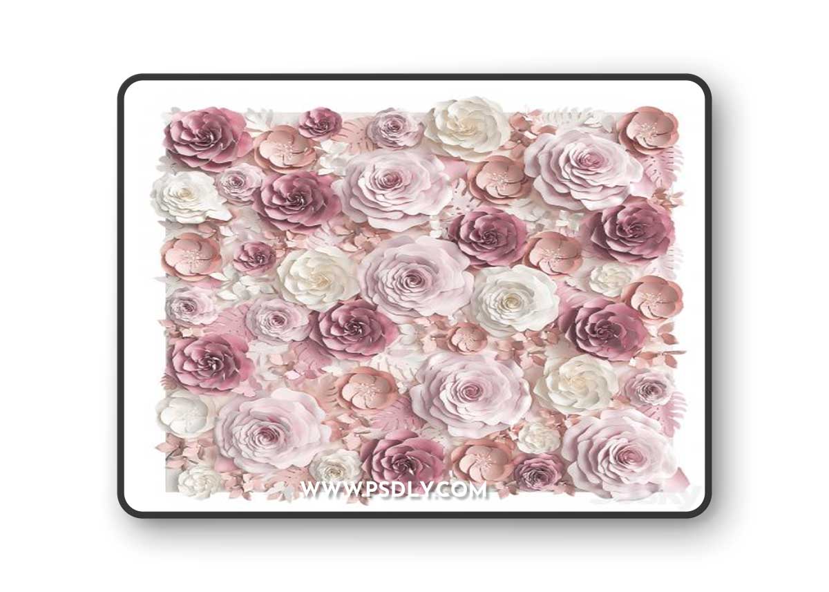 A wall of paper flowers. Photo background