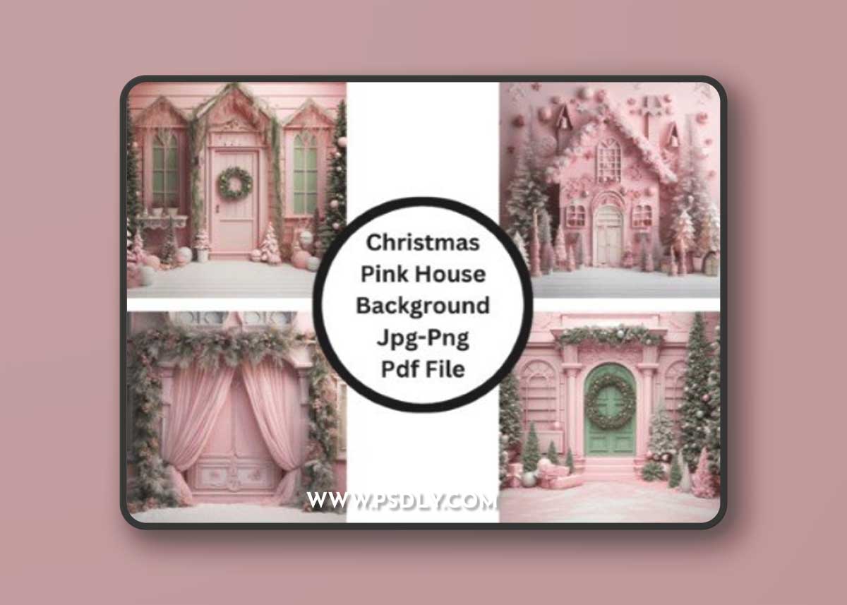 Christmas Pink House Background 3D Model
