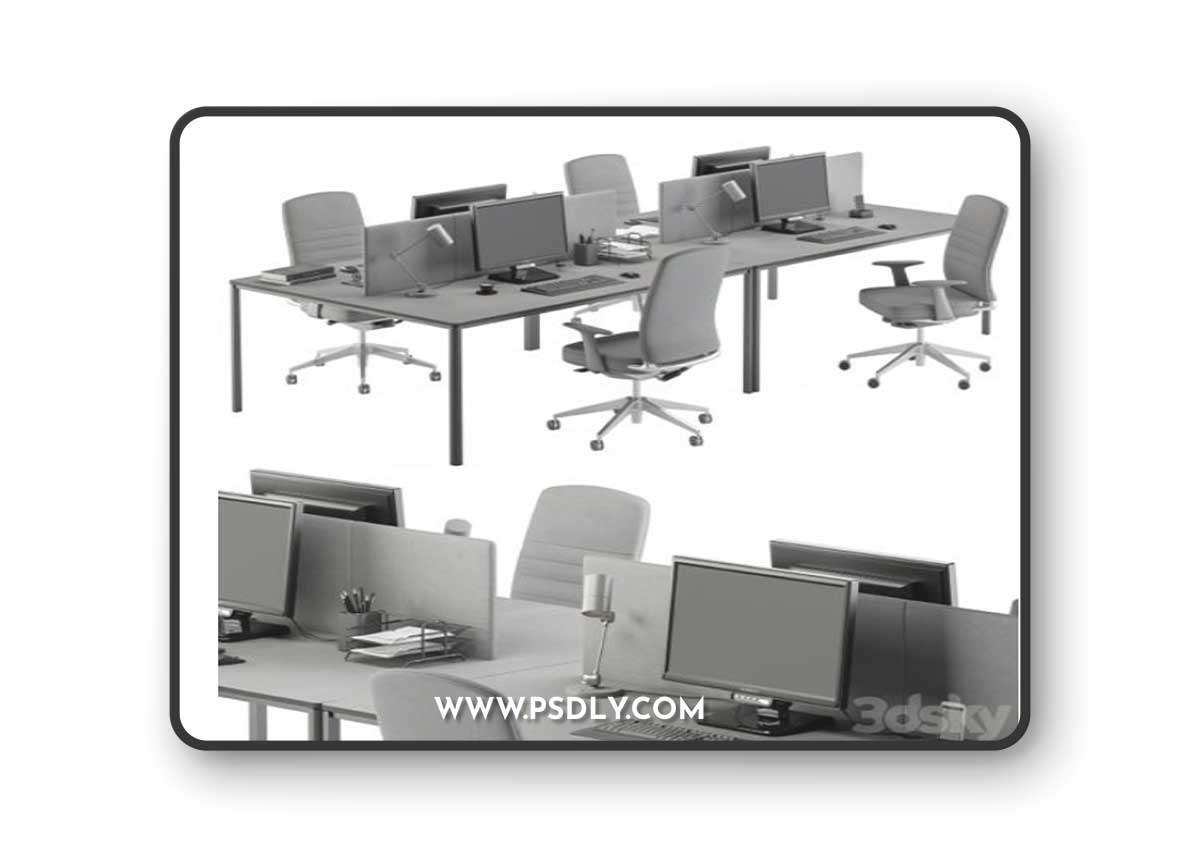 Employee Desk Gray Set - Office Furniture 237