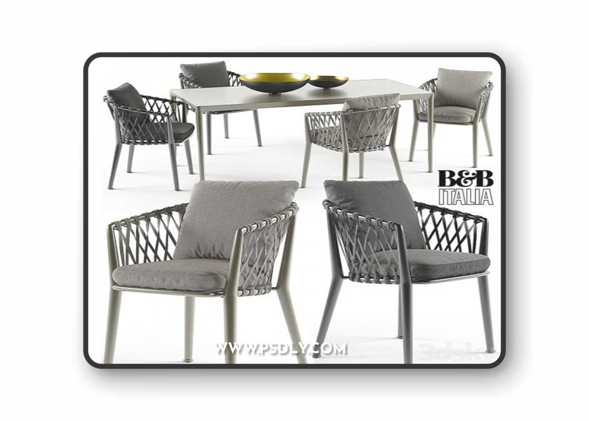 Erica chairs set B&B Italy 3D Model