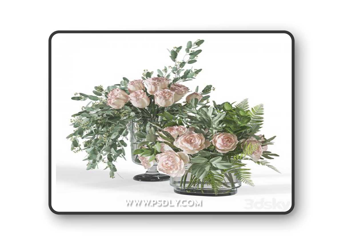 Flower Set 054 Rose seeded eucalyptus