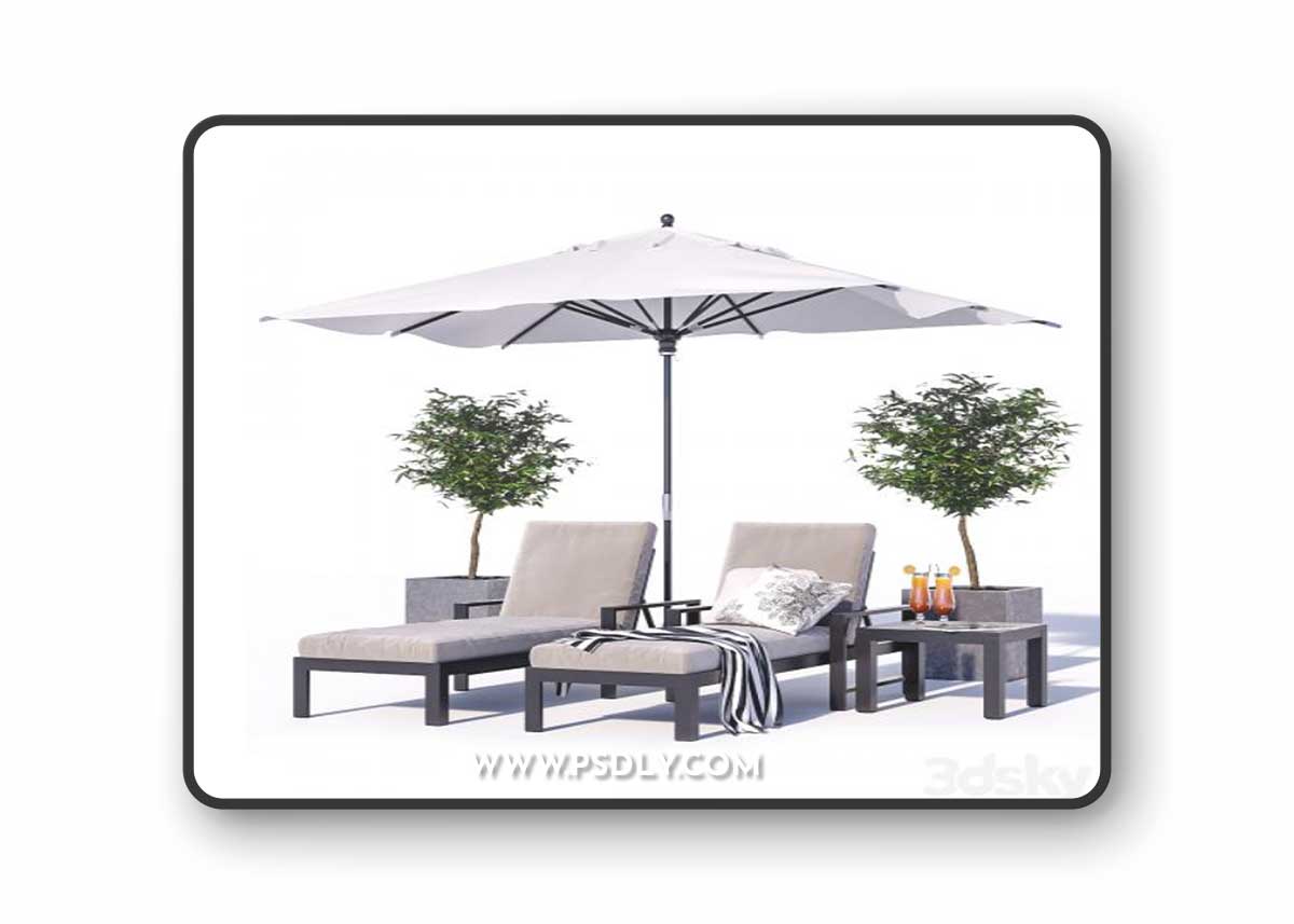 Indio Metal Outdoor Furniture Set 1 3D Model