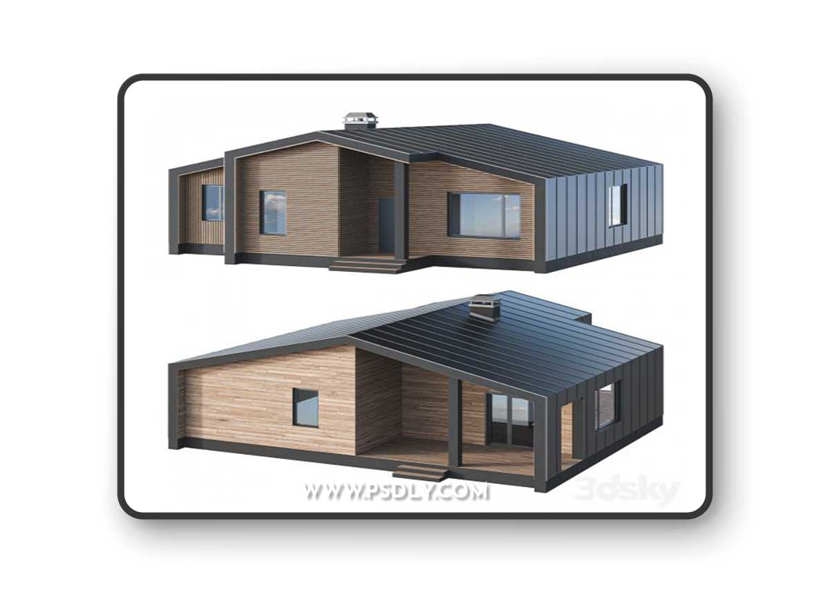 One-story barnhouse in two facade finishes
