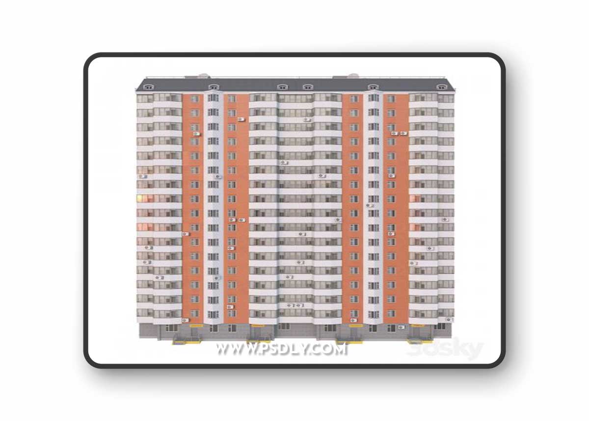 P44T 2 sections 17 floors 3D Model