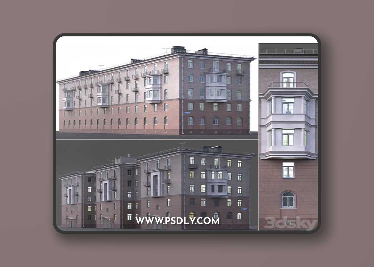 Residential building in classic style 3D Model