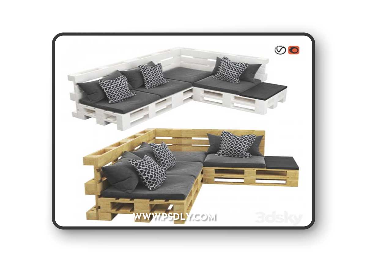 Sofa from euro pallets 3D Model