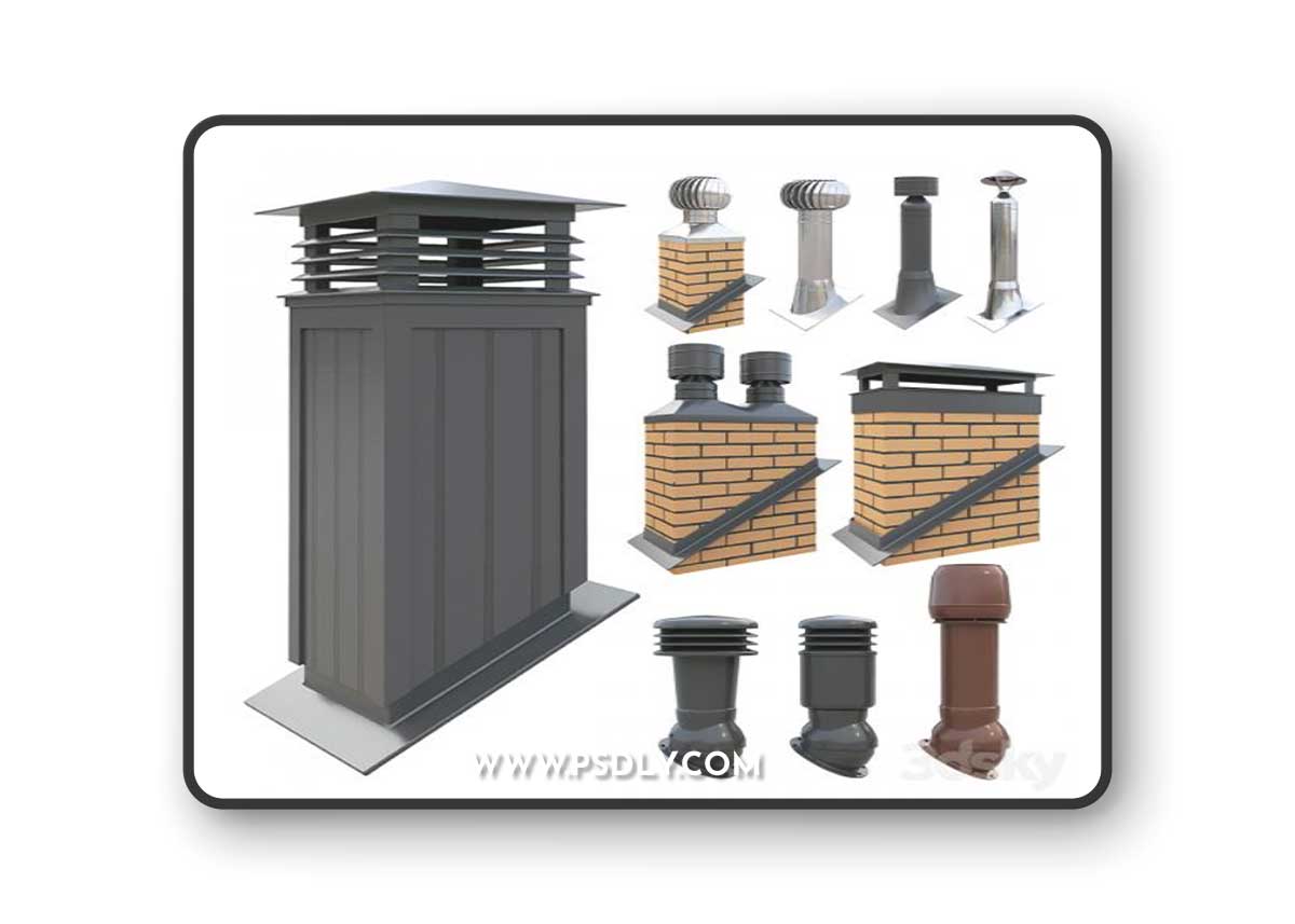 Ventilation pipes and chimneys on the Roof