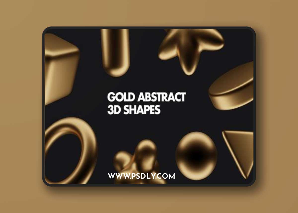 Abstract gold 3d shapes