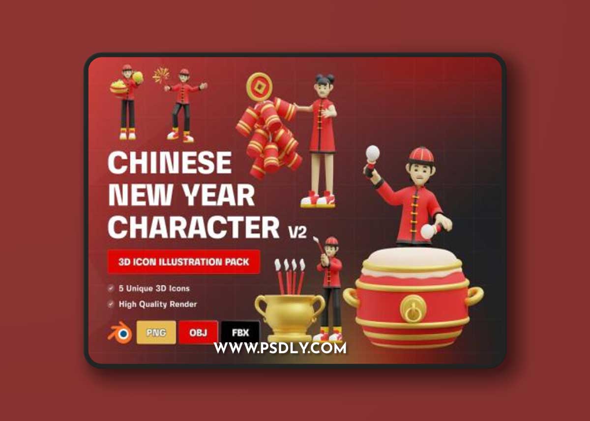 Chinese New Year Character 3D Illustration V2