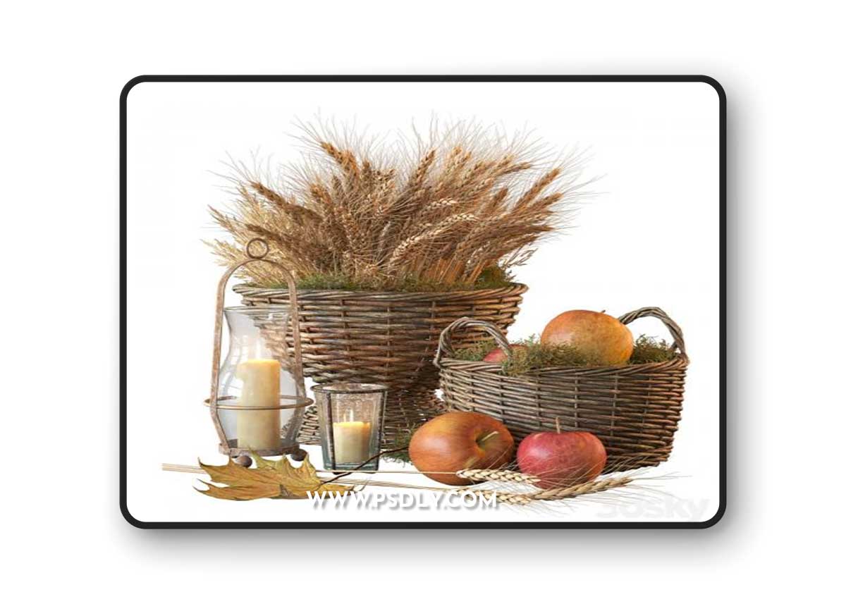 Decorative set with baskets 1 3D Model