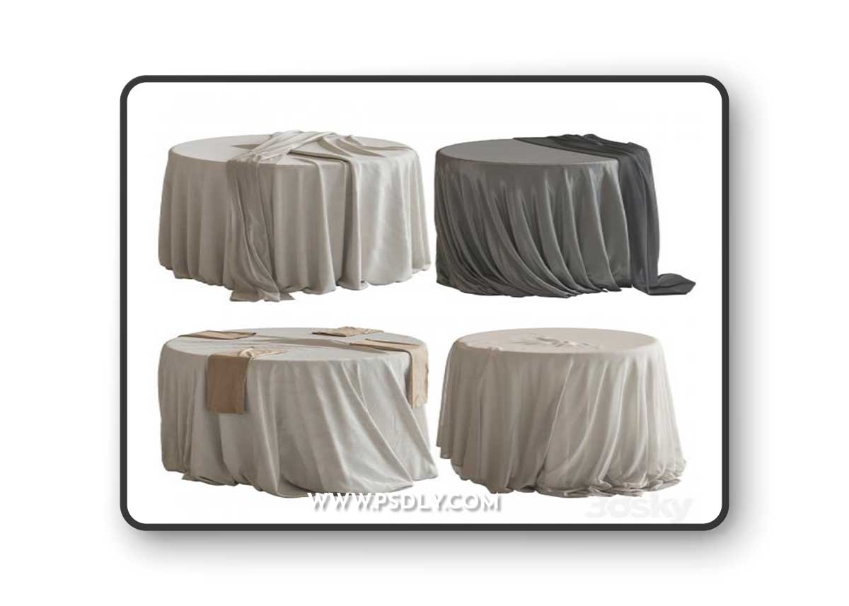 Tablecloth on a round table 77 3D Model