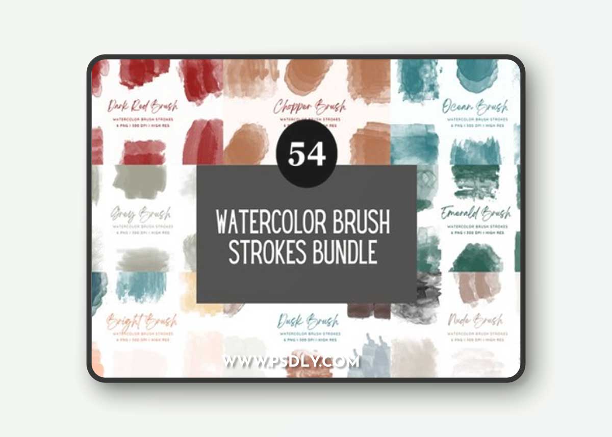 50+ Watercolor Brush Strokes Bundle