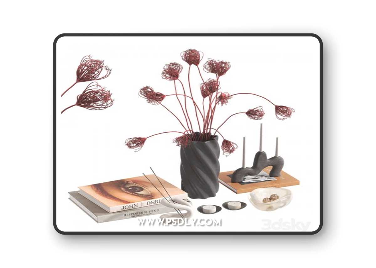 Decorative set with Pink Queen Anne's Lace