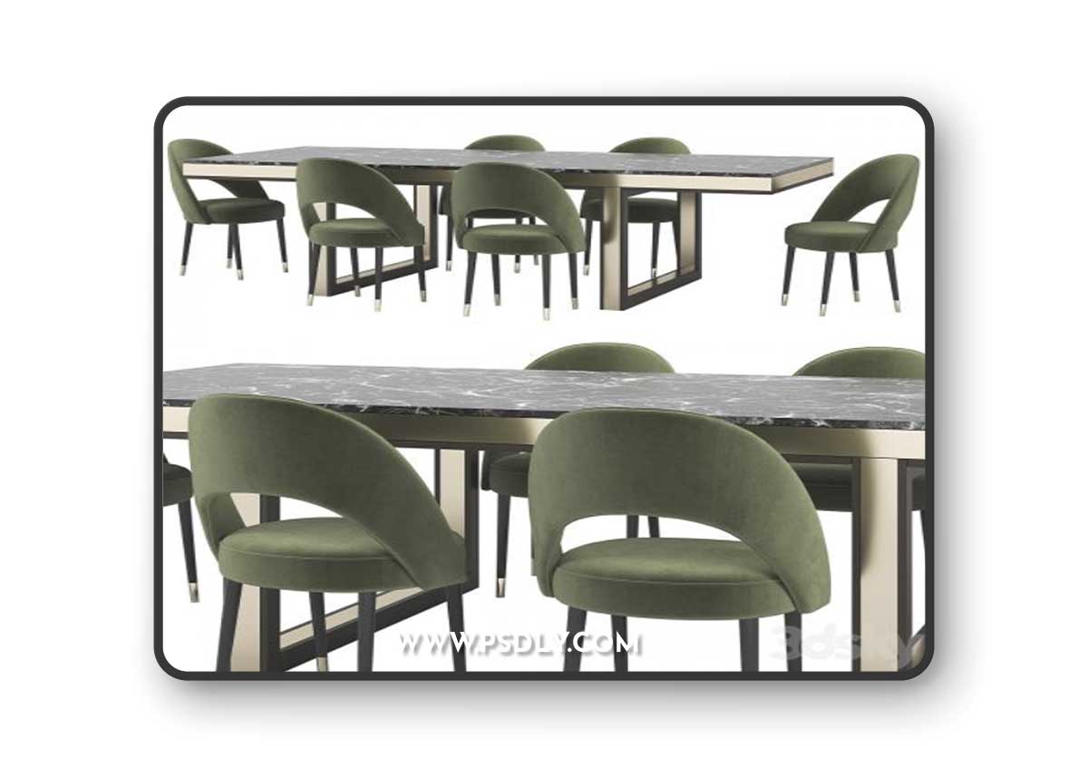 PEARL table and ARMOR chairs by LASKASAS