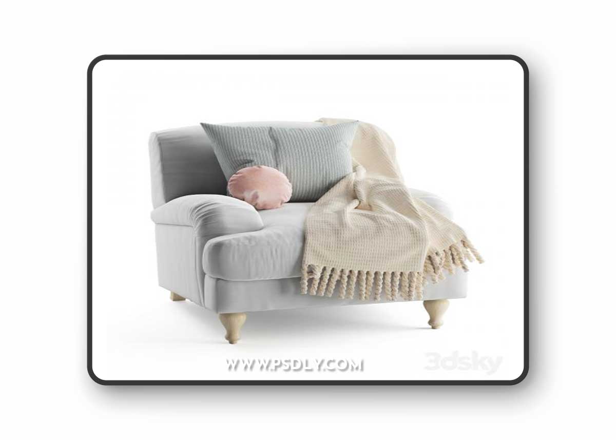 Rose fabric armchair 3D Model