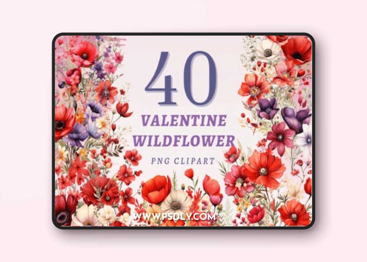 Valentine Wildflowers PNG Bundle