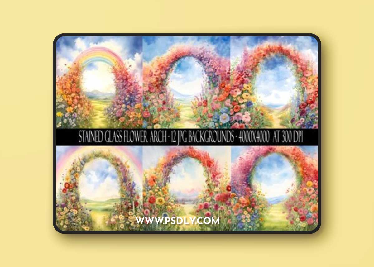 Watercolor Flower Arch Backgrounds 89806383