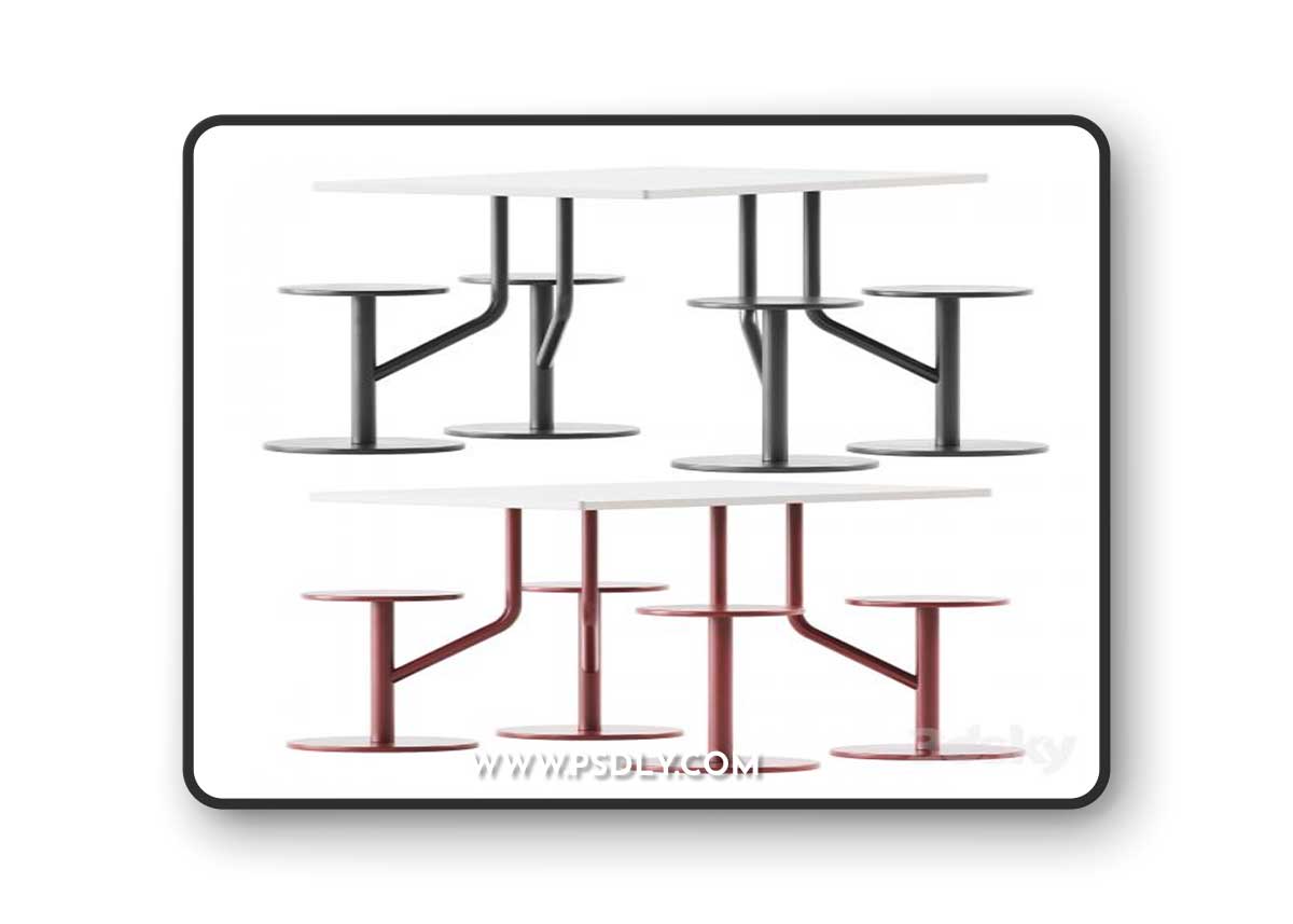 AMBROGIO FOUR table with integrated seats by Belca