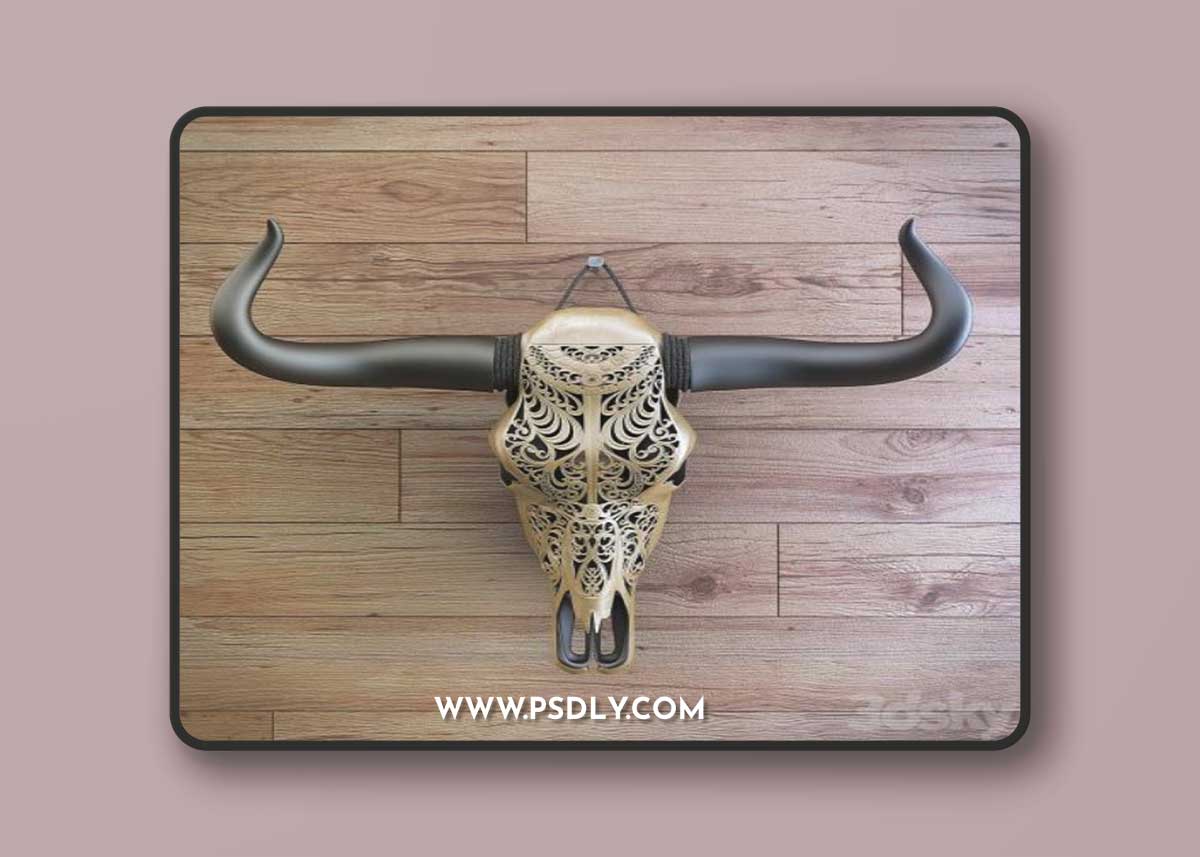 Carved cow skull 3D Model
