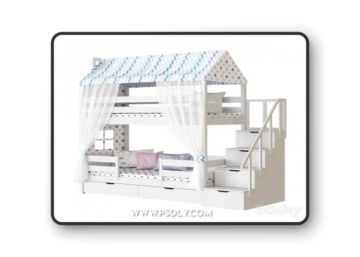 Children's 2-tiered bed house Madrid