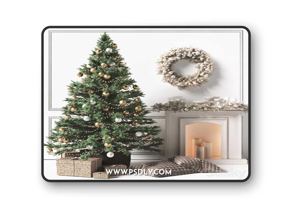 Christmas tree with a fireplace