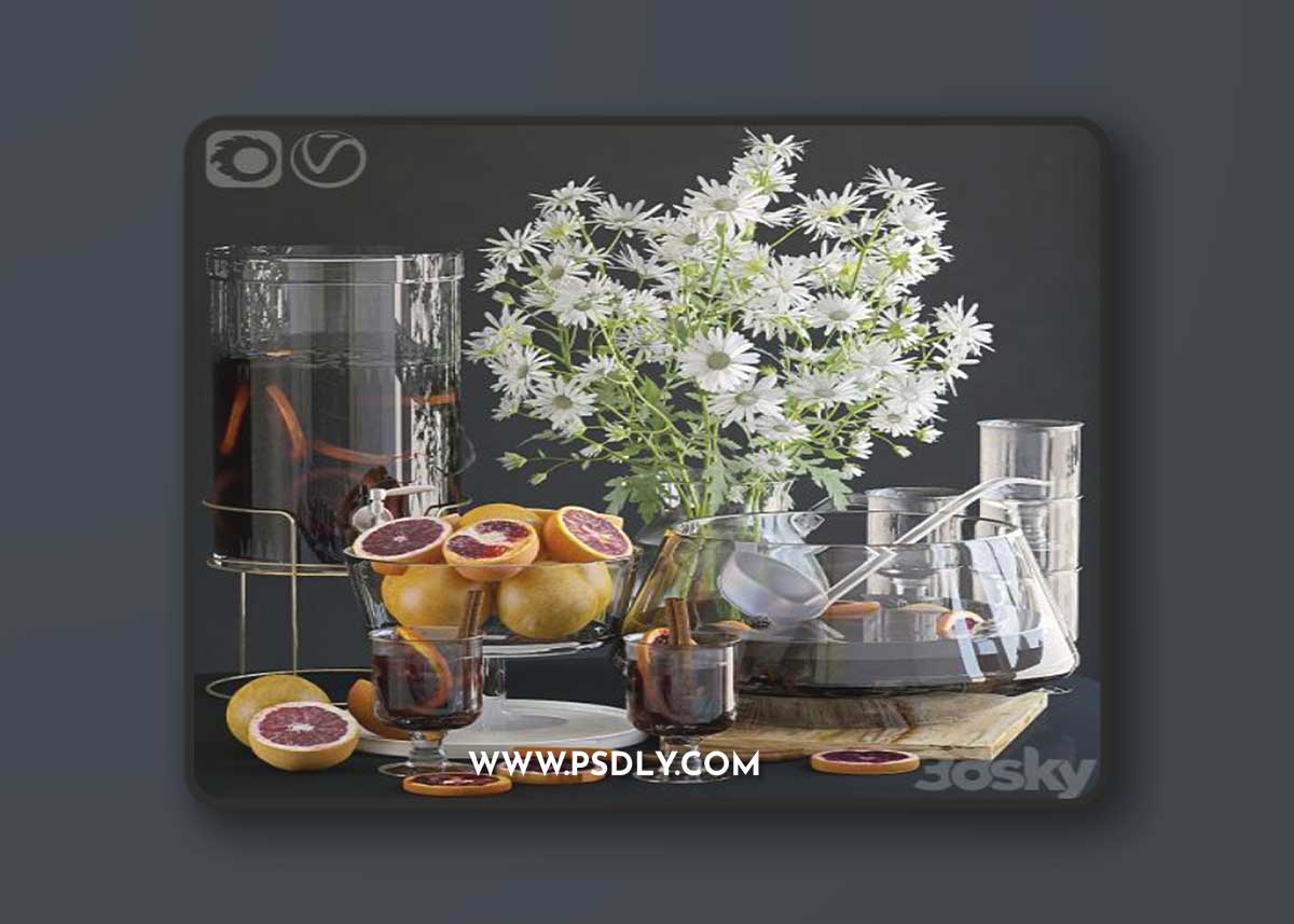 Decorative set with grapefruits
