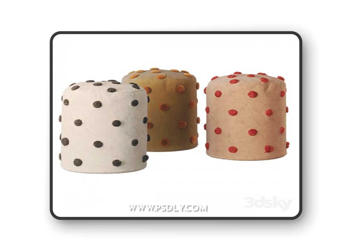 Dot Tufted Pouf by Ferm Living 3D Model