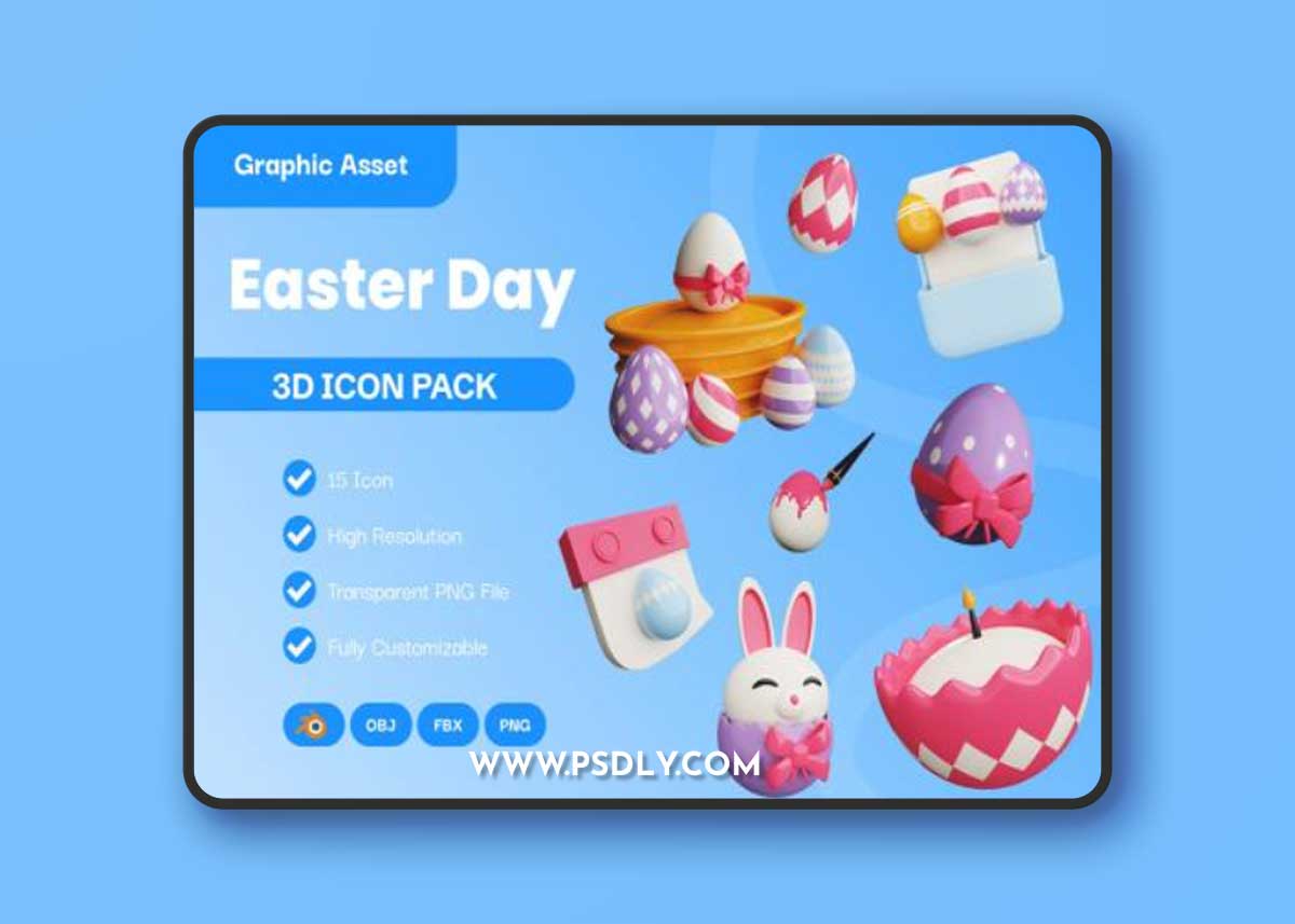 Easter Day 3D Icon Pack 3D Model