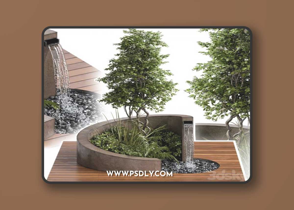 Landscape Furniture with Fountain - Architect Element 08