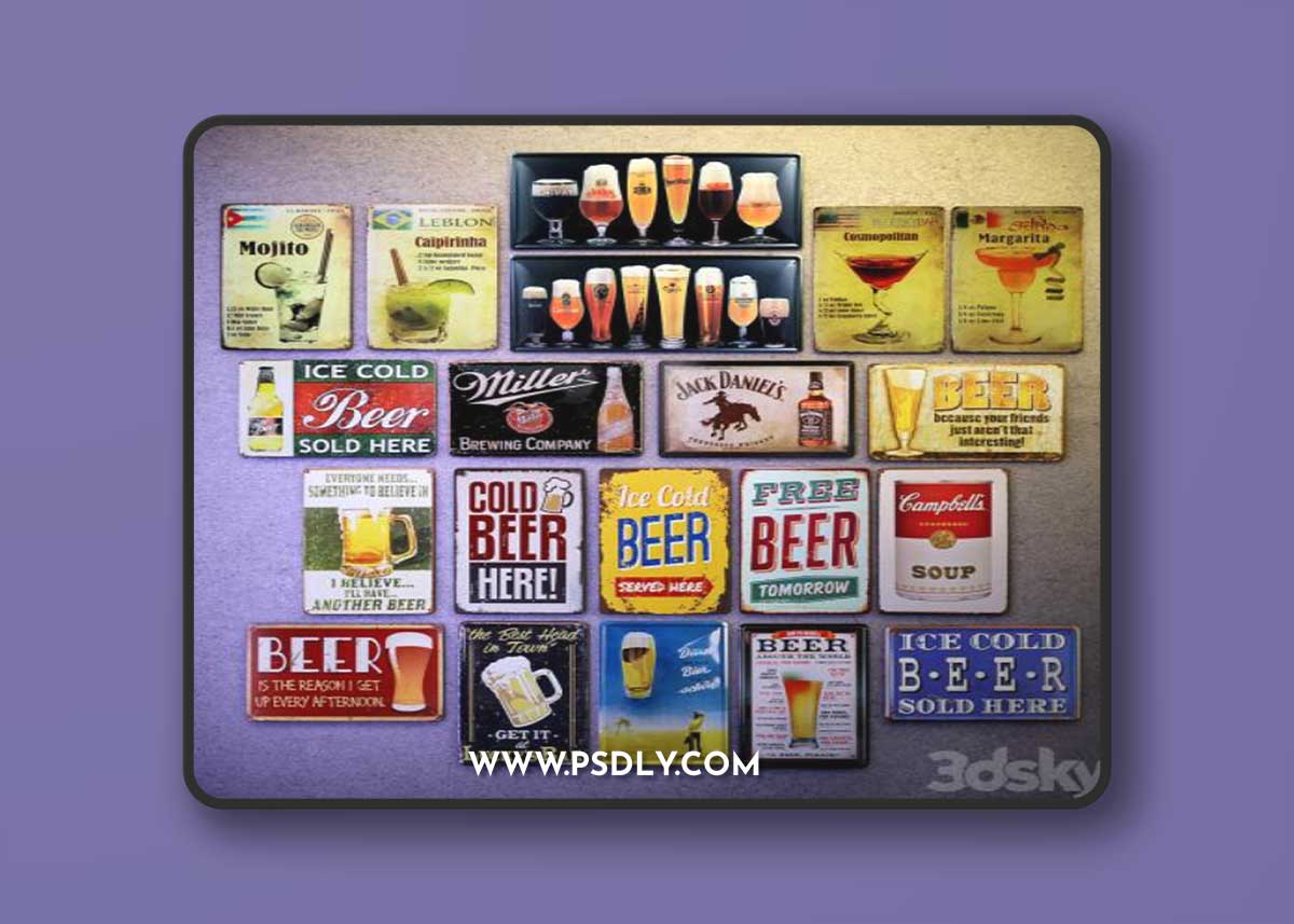 Metal decorative plate - a collection №2. Alcohol