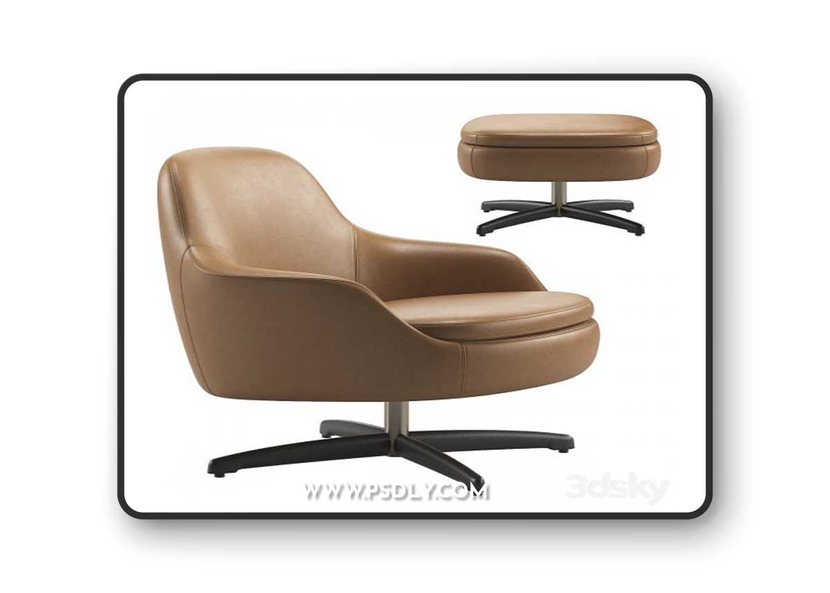 Sendai Swivel Armchair by Minotti