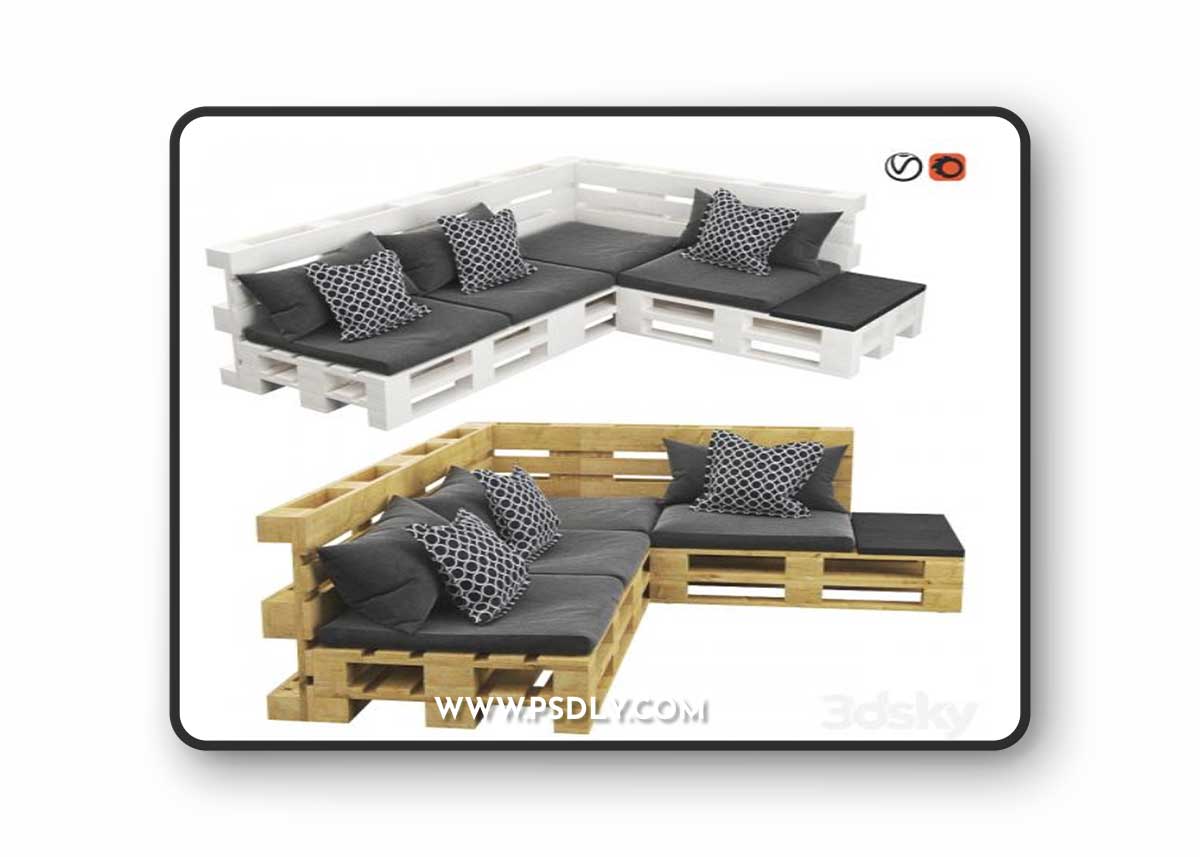 Sofa from euro pallets 3D Model