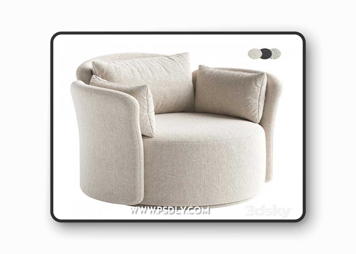 Swivel chair Lulu L black and white boucle