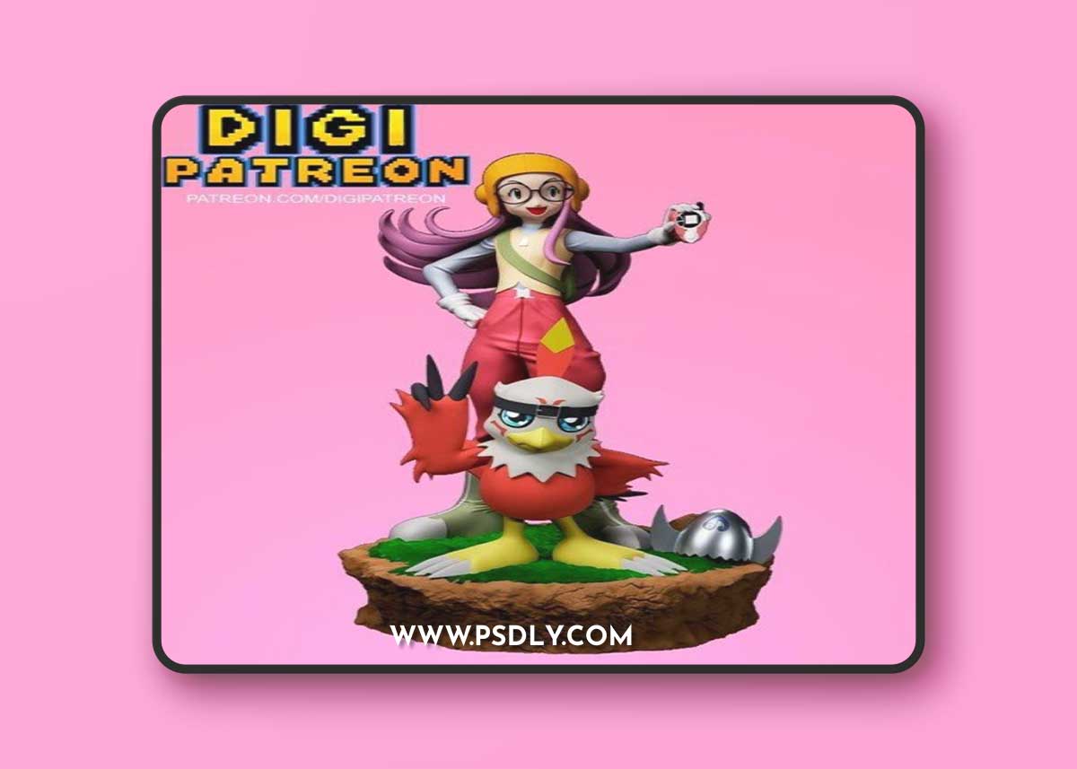 Yolei and Hawkmon – 3D Print Model